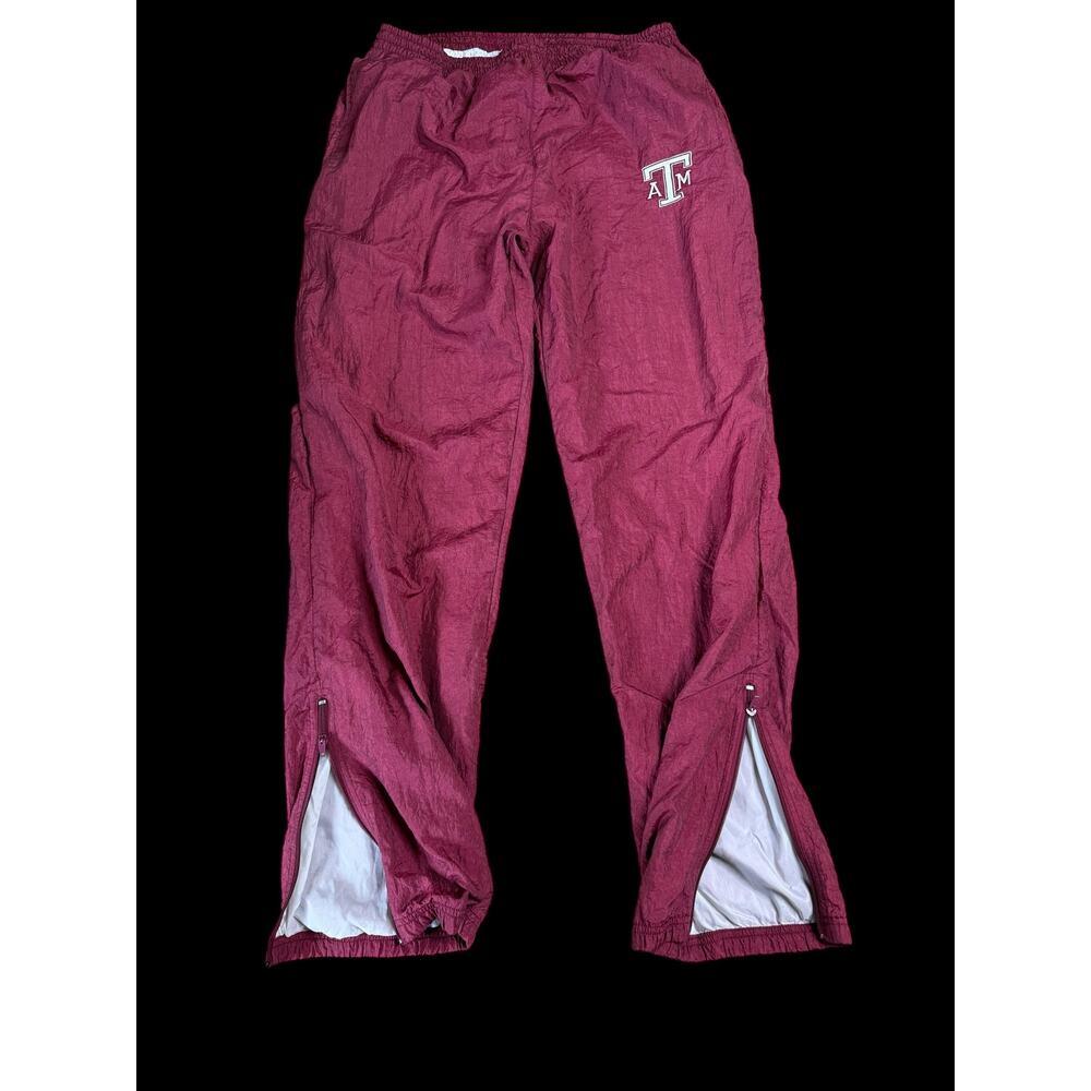 Vintage y2k Texas ATM 90s Maroon Track Jogers with ankle zip A&M Size Large B8